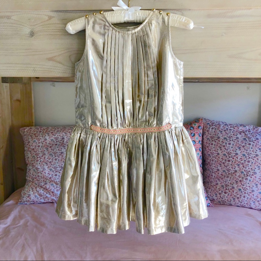 Girls Velveteen size 10 Gold dress